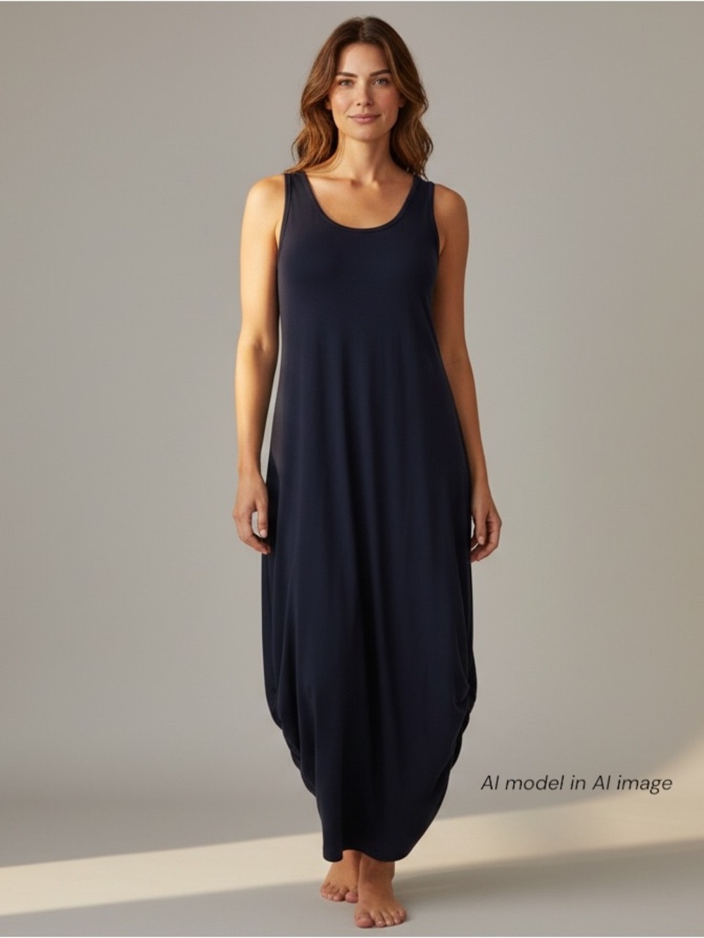 Planet By Lauren G Dress Womens Size 1 S/M 4-8 Blue Lux Tank Maxi Minimalist USA